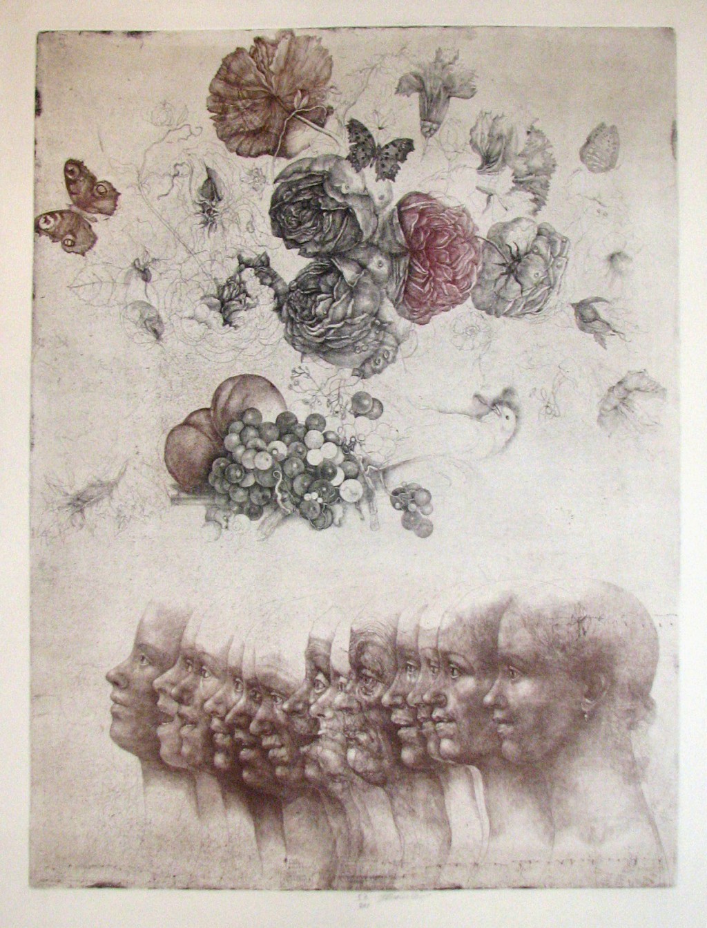 Anderle Jiří (1936) : Dívka, květiny, plody, slavík a motýli