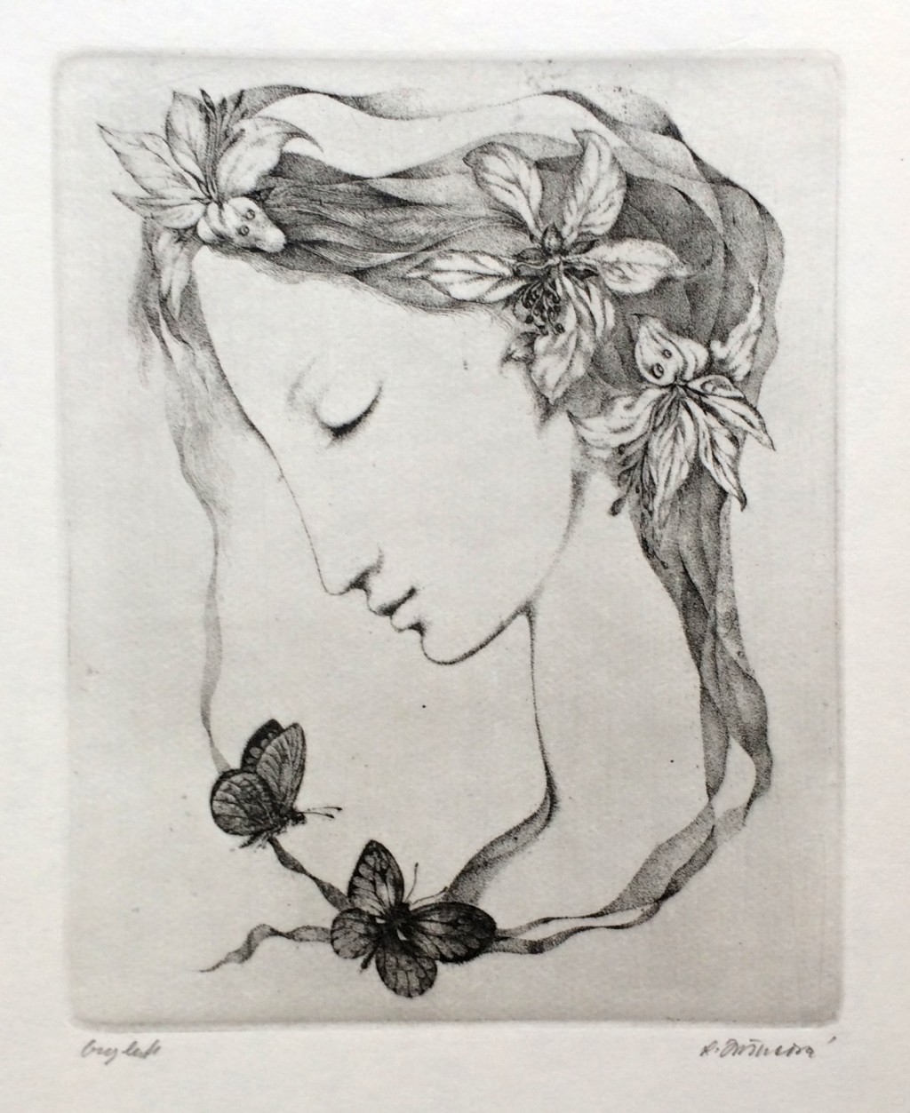 Jiřincová Ludmila (1912 - 1994) : Dívka s květy ve vlasech