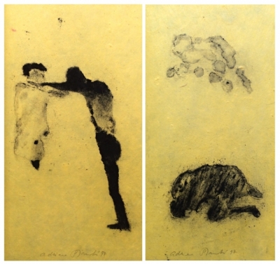 Šimotová Adriena (1926 - 2014) : Dvě originální kresby v knize F. Kafky: Dopisy Mileně