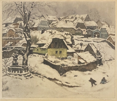 Stretti - Zamponi Jaromír (1882 - 1959) : Vesnice v zimě
