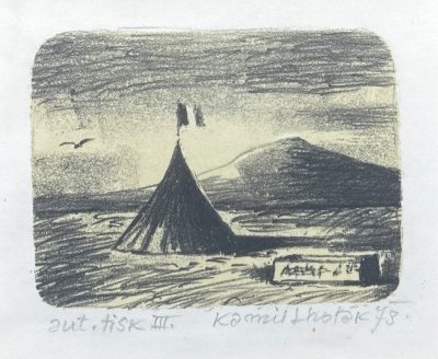 Lhoták Kamil (1912 - 1990) : Stan s vlajkou a hora