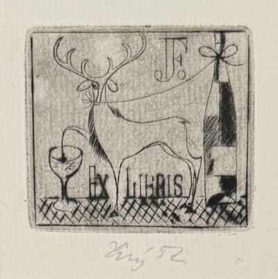 Tichý František (1896 - 1961) : Ex libris vinárníka Jelínka