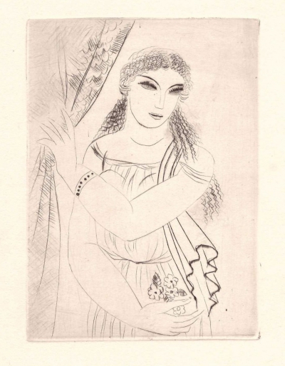 Procházka Antonín (1882 - 1945) : Dívka (dvojlist s básní F. Halase)